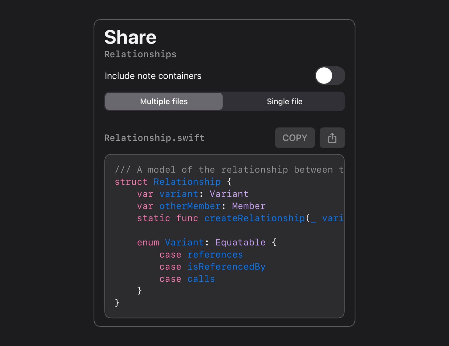 CodeStub mobile app showing ease of code export