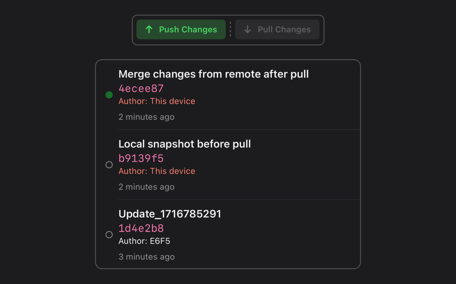 CodeStub mobile app showing git integration